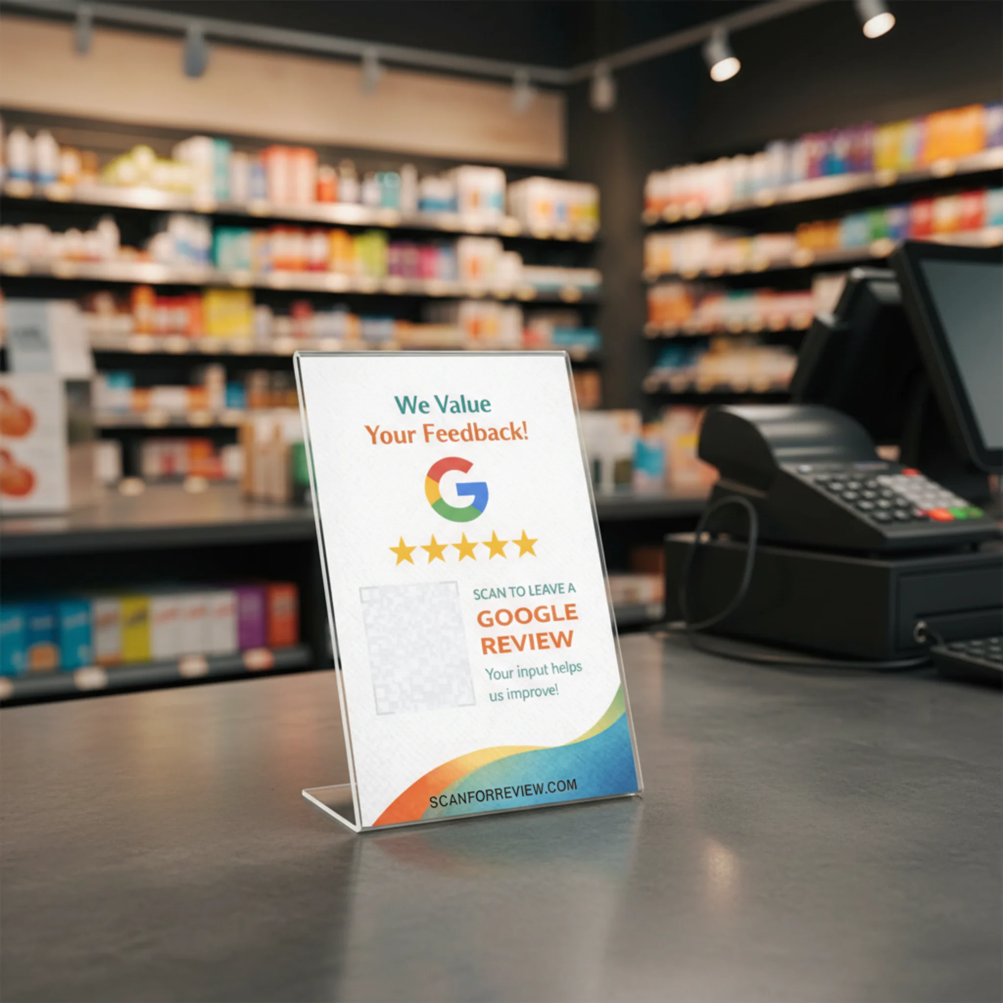 QR Code Stand on Table